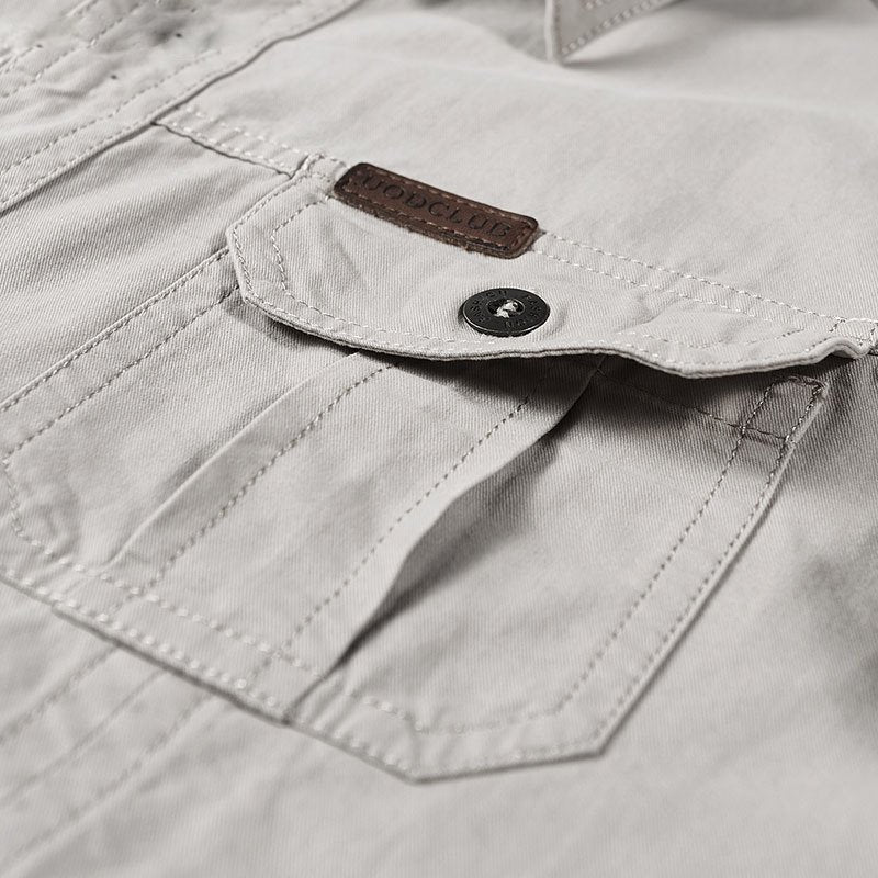 Camisa de abrigo suelta de algodón liso