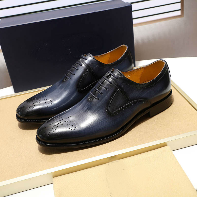 Formal Plain Toe Handmade Color Men Oxford Leather Shoes