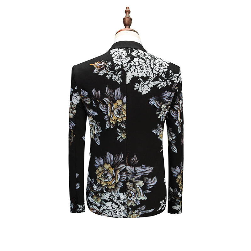 Conjunto de traje formal de negocios de lujo para hombres con estampado floral de Japón