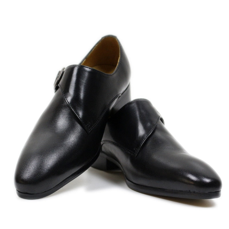 Genuine Leather Oblique Strap Formal Style Men Shoes
