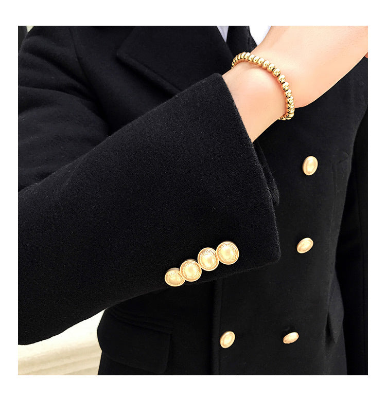 Double Breasted Turn Down Collar Men Wool Blend Slim Coat - FanFreakz