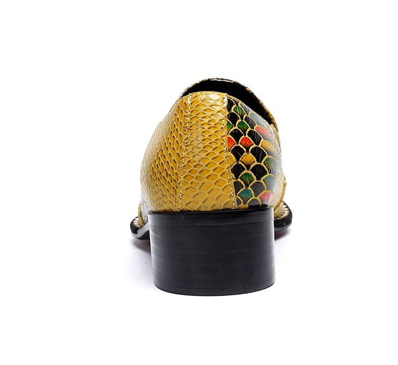 Italian Luxury Pointed Toe Style Gold Mix Colour Men Dress Shoes