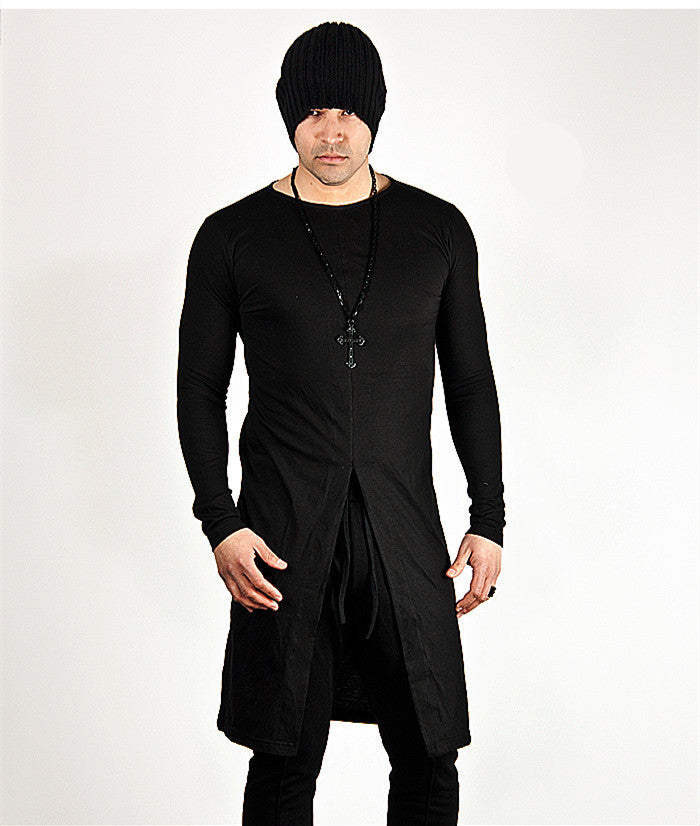 Black White Basic Long Style Men Long Sleeves T-Shirt - FanFreakz