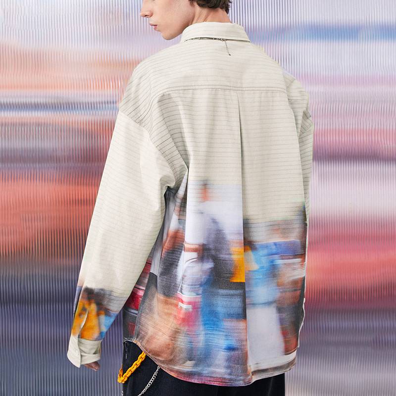 Stripe to Colorful Abstract Long-Sleeved Shirts