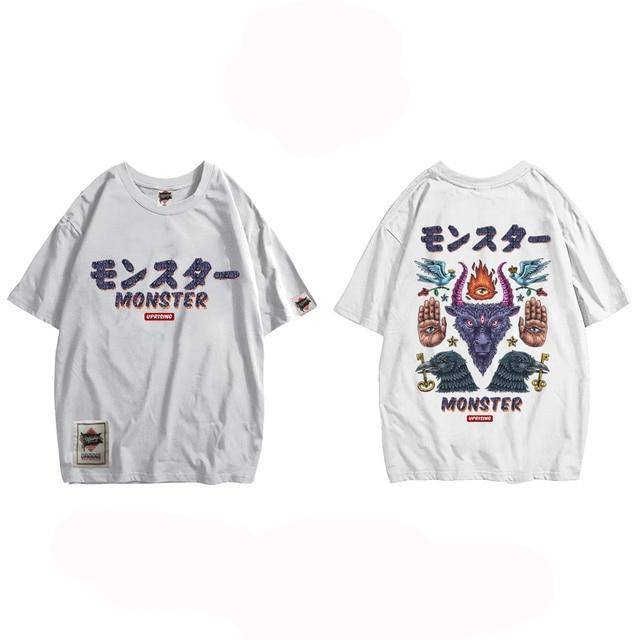 Monster Printed O-Neck Collar T-Shirt