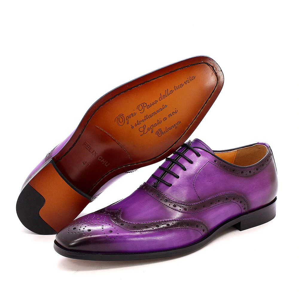Traditional Handmade Wingtip Leather Brogue Shoes