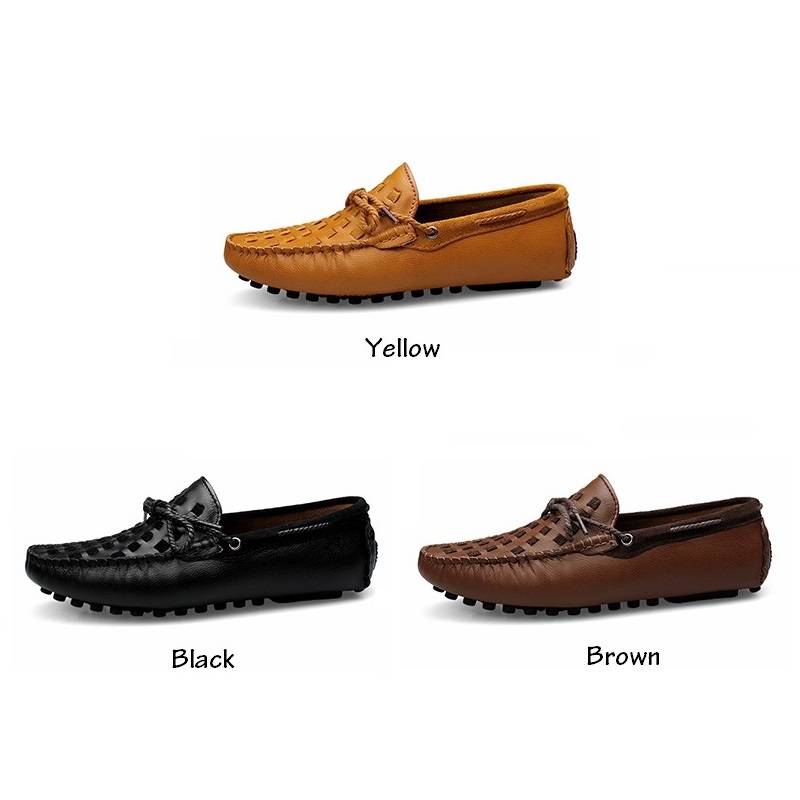 Zapatos náuticos para hombre de estilo plano informal con cuerda de lazo de cuero tejido