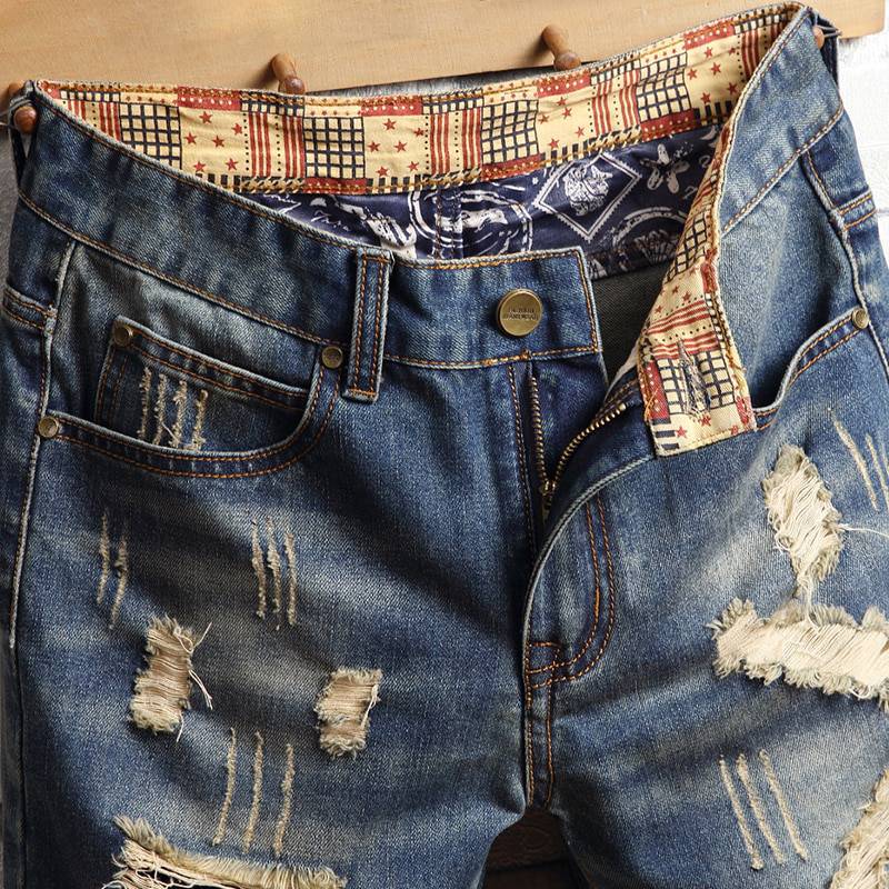 Casual Ripped Knee Length Denim Style Men Shorts