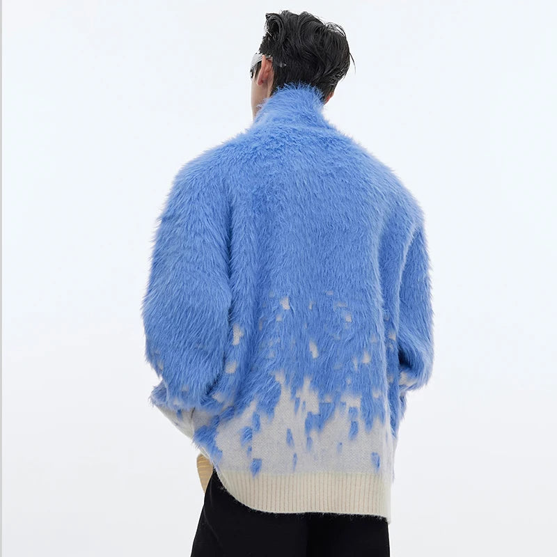 Mink-like Hair Metal Button Cardigan