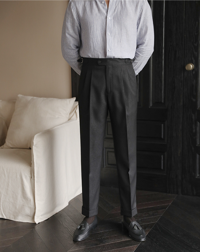 Solid Slim Fit Polyester Trousers
