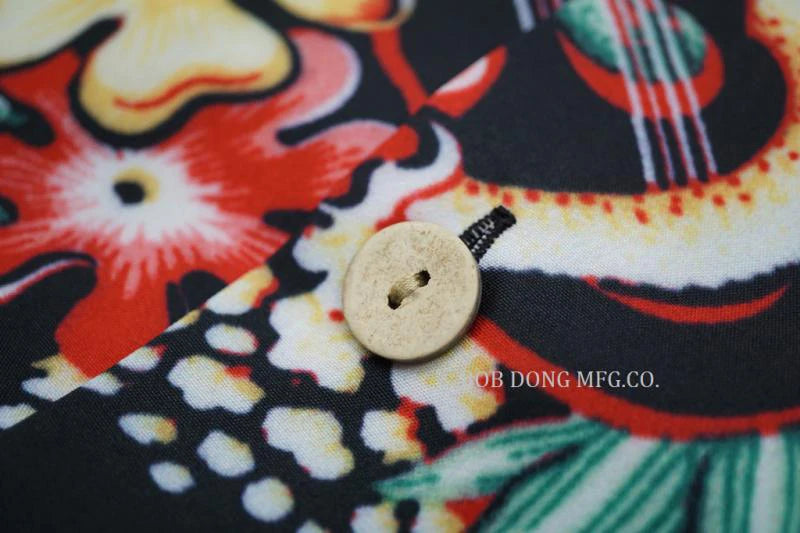 Guitar Floral Print Casual Hawaiian Shirt