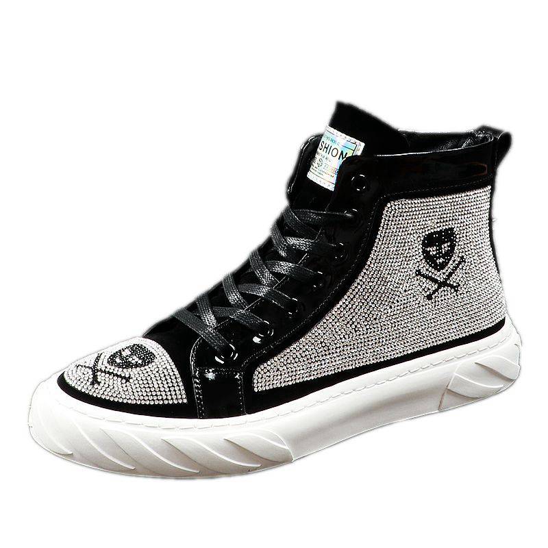 Baskets décontractées pour hommes de style haut en cristal à la cheville