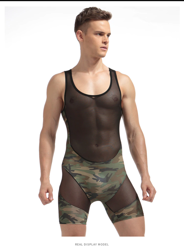Camouflage Army Style Men Romper