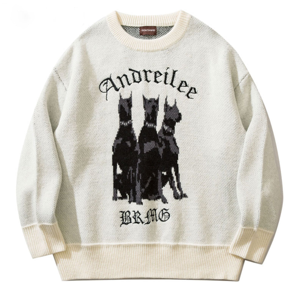 Retro Streetwear Vintage Knitted Sweater