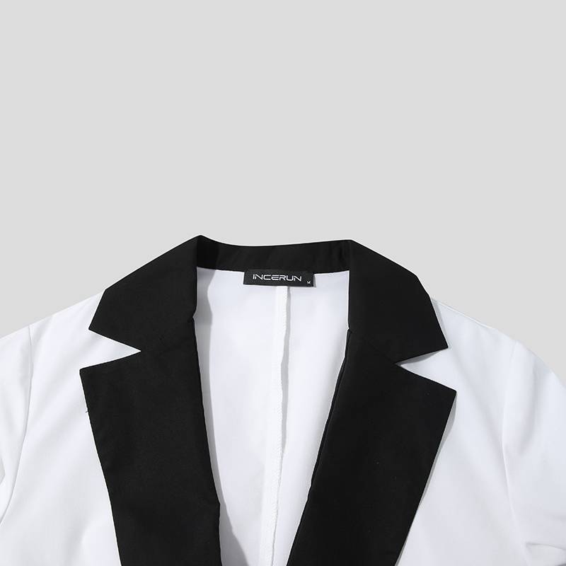 Black White Low Chest Lapel Blazer