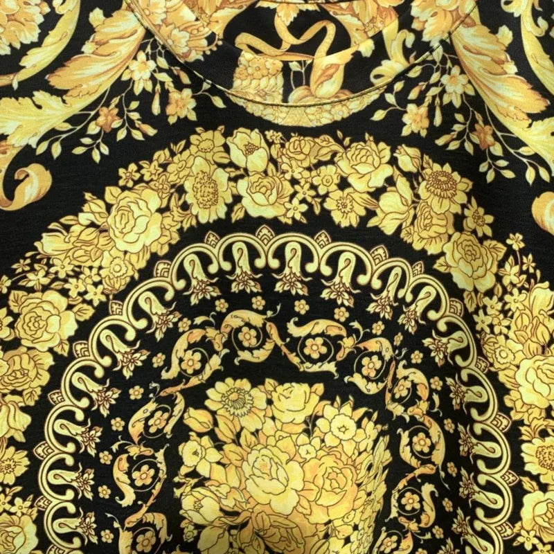 Luxury Retro Yellow Printed T-Shirt