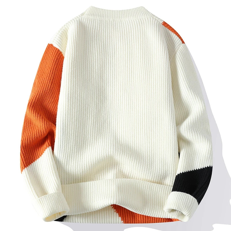 Color Contrast O-Neck Thick Sweater