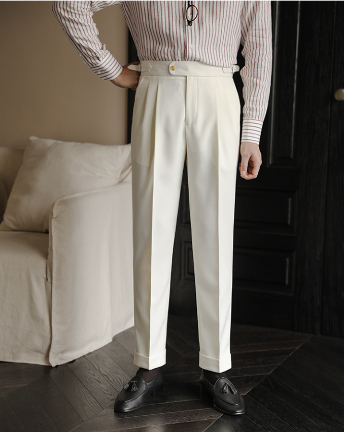 Solid Slim Fit Polyester Trousers