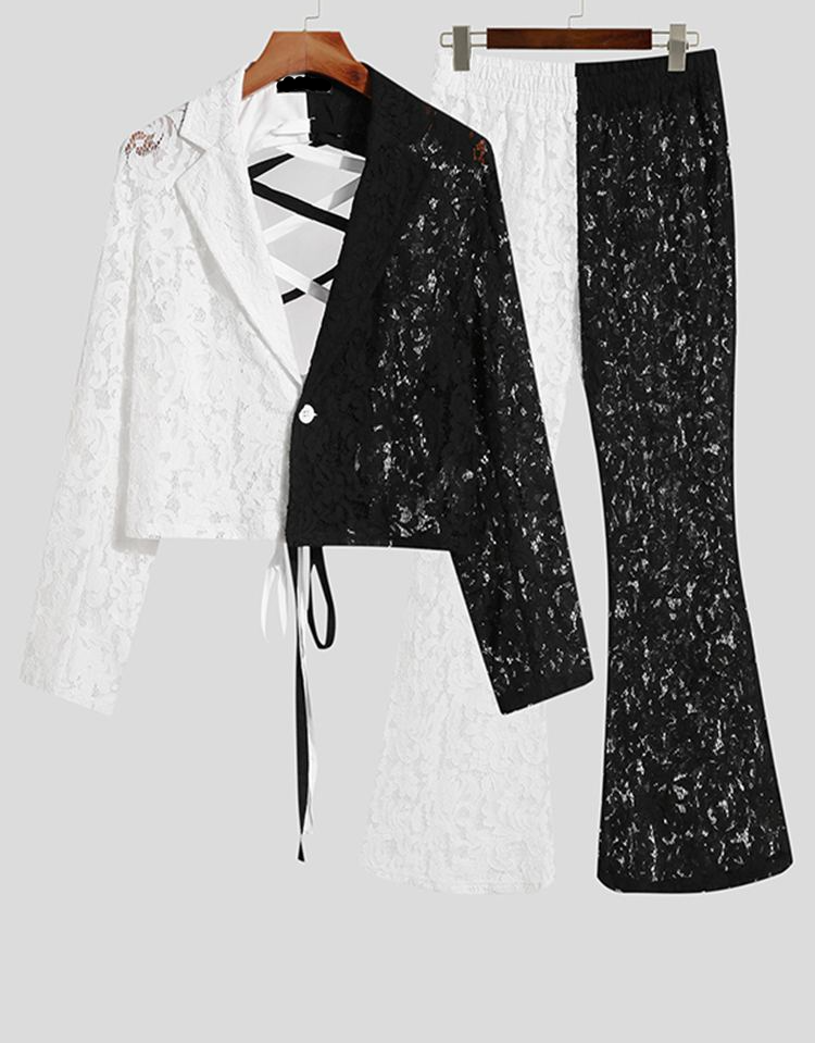 Half Lace Contras Backless Set