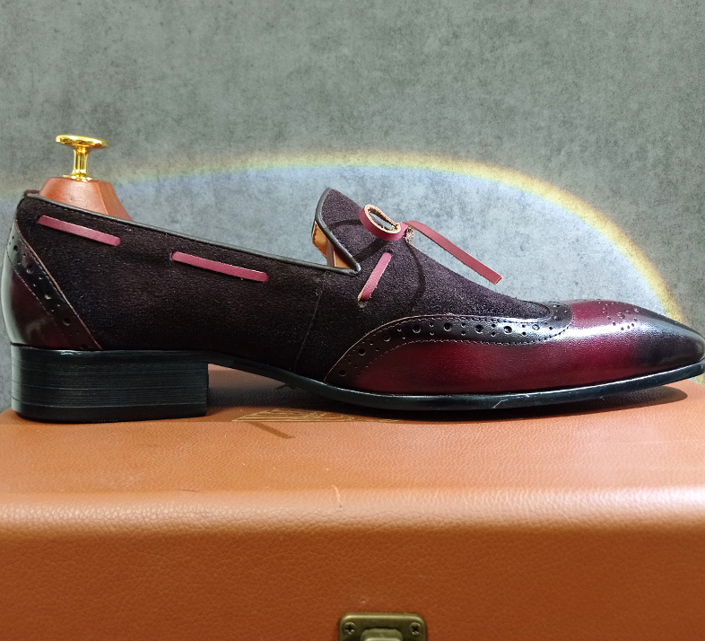 Dark Wine Slip-On Suede Shoes