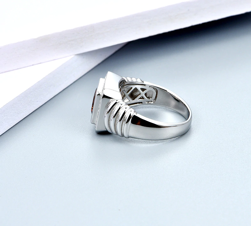 Bague unisexe carrée en argent sterling Diaspore