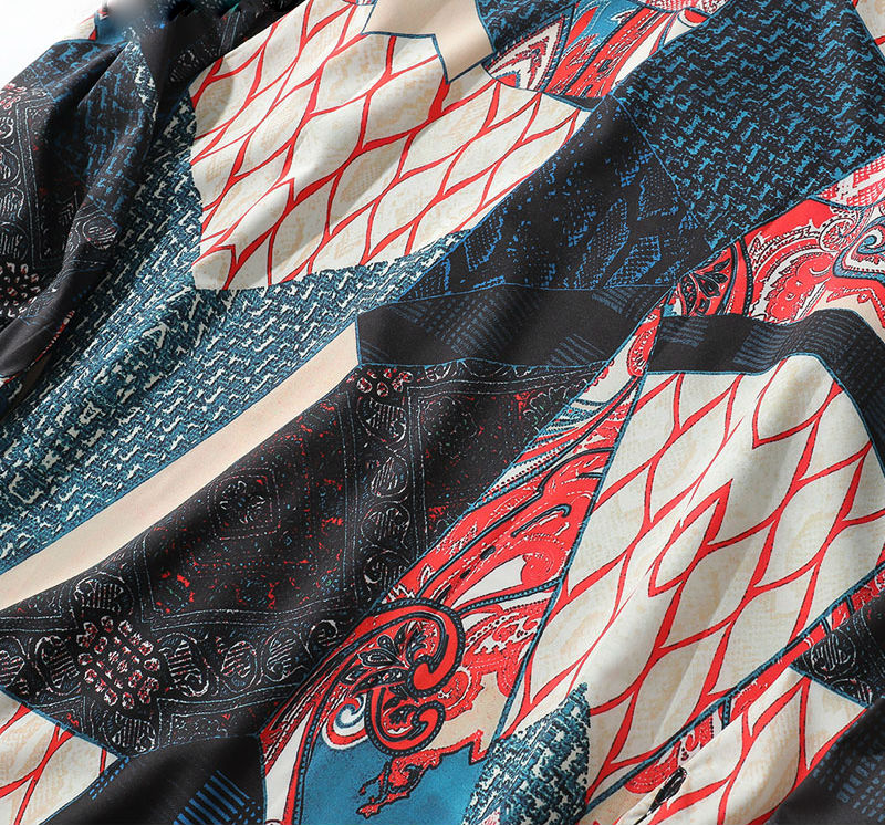 Japonés Ukiyo E Geometry Pattern Casual Streetwear Hombres Camisa