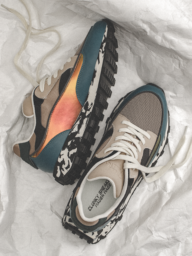 Zapatillas bajas estilo mármol azul atardecer