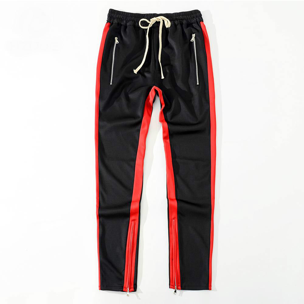 Bottom Zipper Detail Men Side Stripe Jogger Pants - FanFreakz