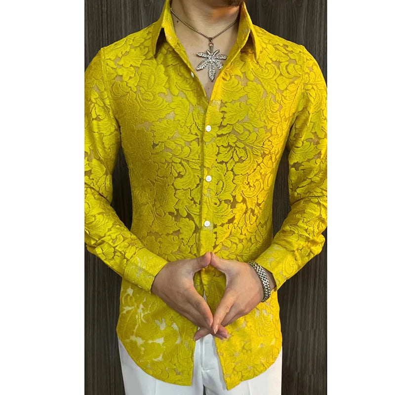 Slim Fit Semi-Transparent Long Sleeved Shirt