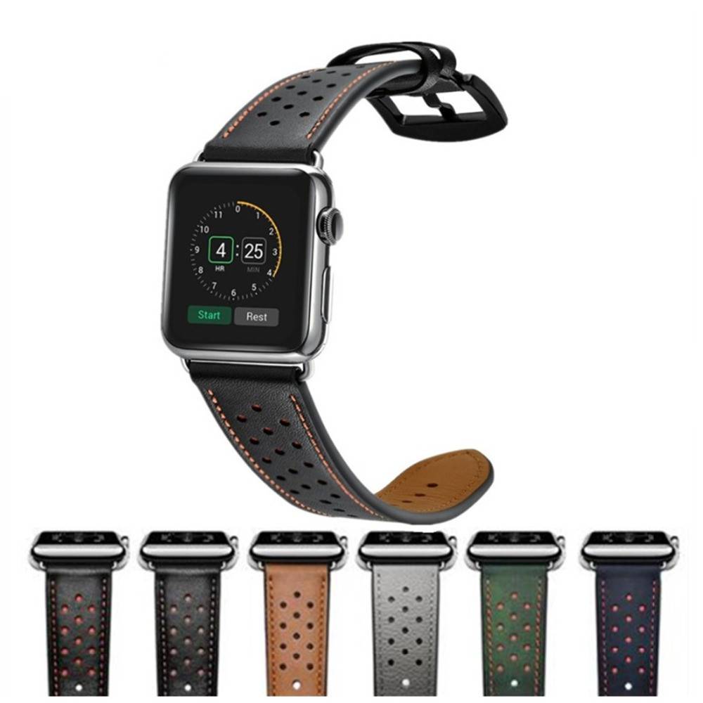 Correa de cuero perforada estilo casual Apple Watch