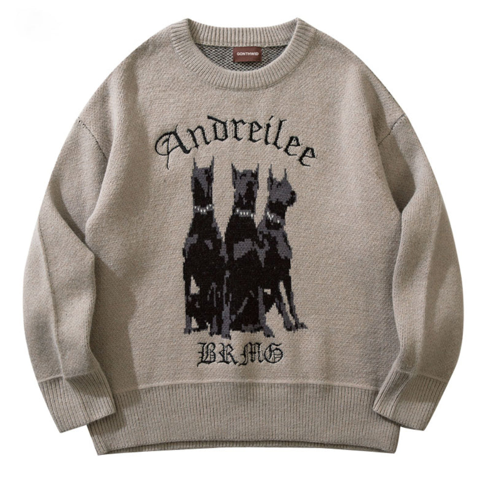Retro Streetwear Vintage Knitted Sweater