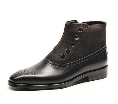 Combinaison en cuir suédé avec fermeture à glissière et rivets ronds Design Bottes pour hommes