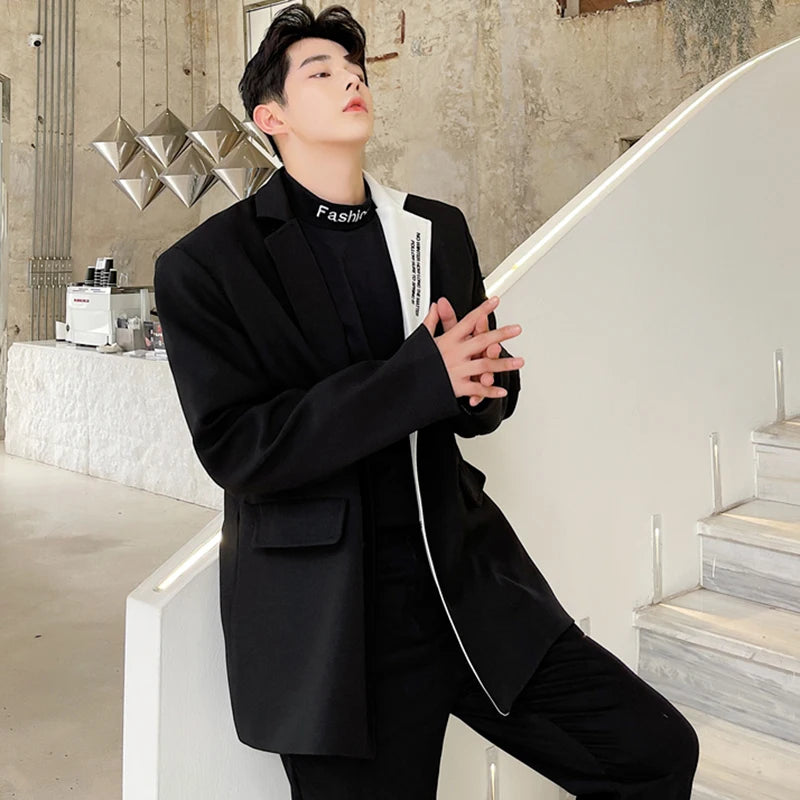 Chic Dissymmetry Lapel Letter Blazer