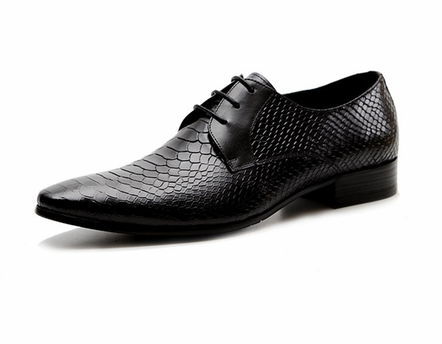 Shine Snake Pattern Pointed Toe Formal Style Men Shoes