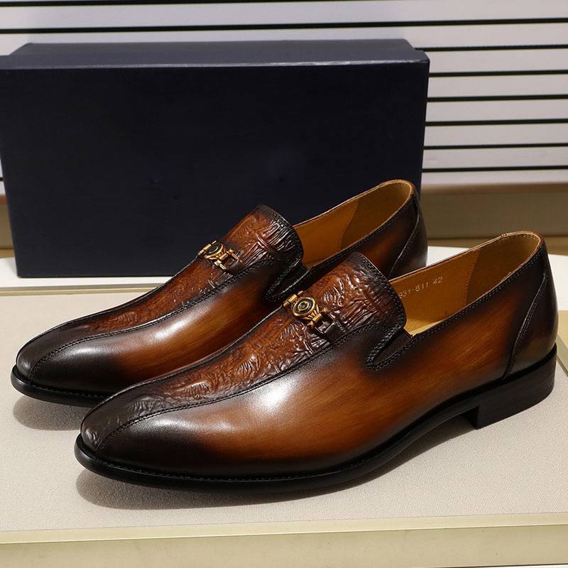 Mocasines de hombre con diseño de punta de bicicleta hechos a mano de cuero genuino