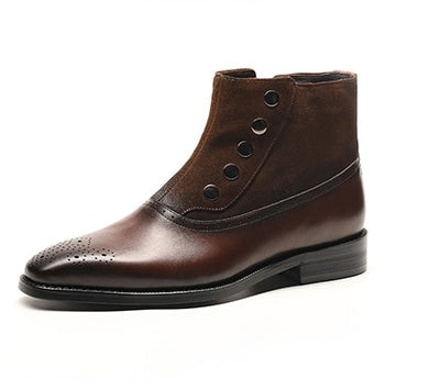 Combinaison en cuir suédé avec fermeture à glissière et rivets ronds Design Bottes pour hommes