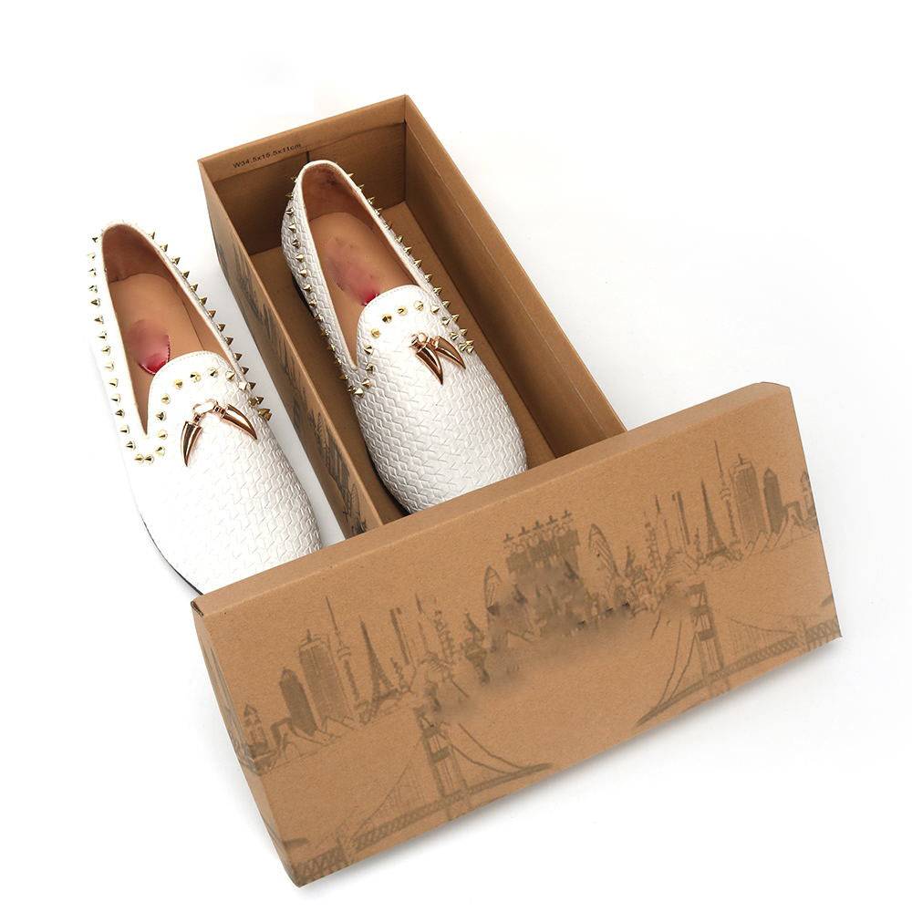 Braid Leather Casual with Gold Rivets Ornament Men Shoes