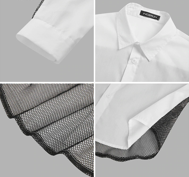 Camisas de manga larga transparentes en la espalda