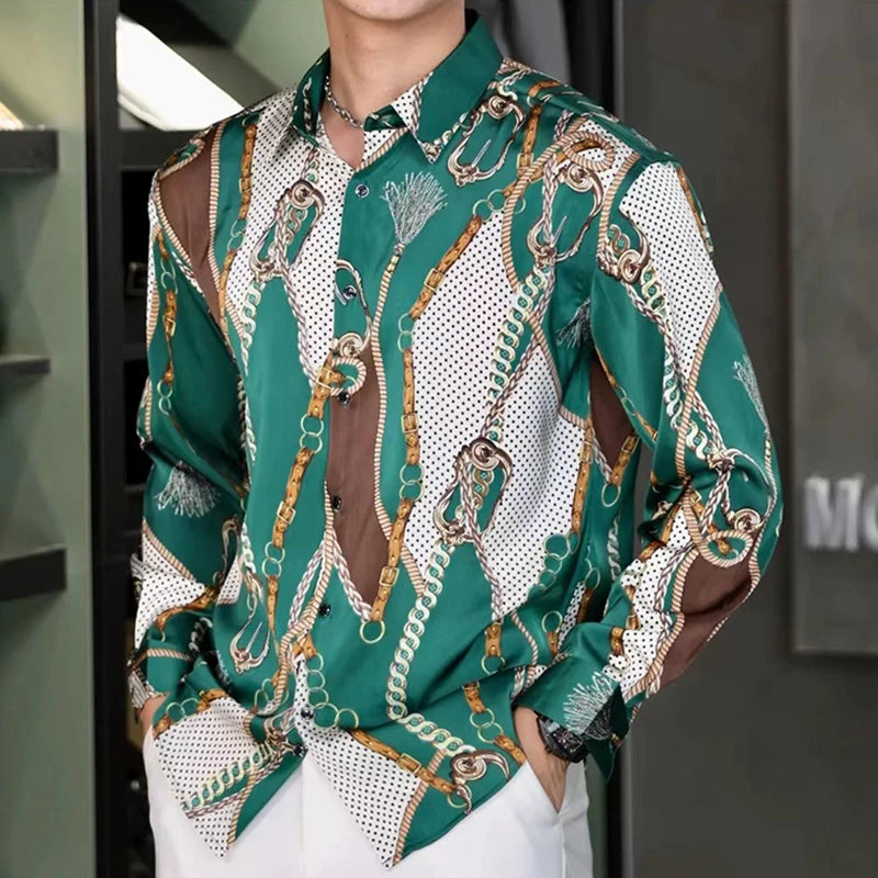 Vintage Luxury Pattern Print Shirt