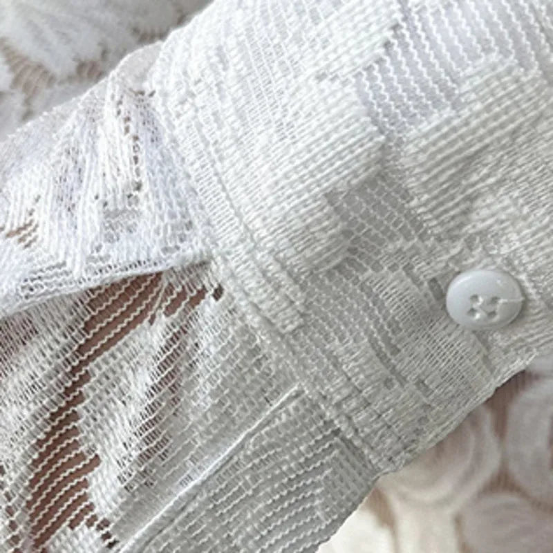 Slim Fit Semi-Transparent Long Sleeved Shirt