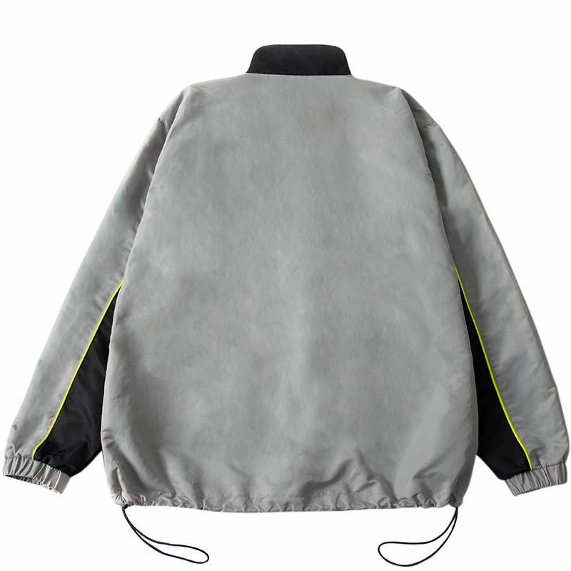 Oversize Retro Color Block Patchwork Windbreaker Casual Style Men Jacket