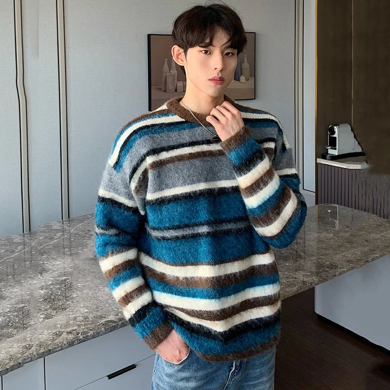 Colorful Stripes Round Neck Sweater