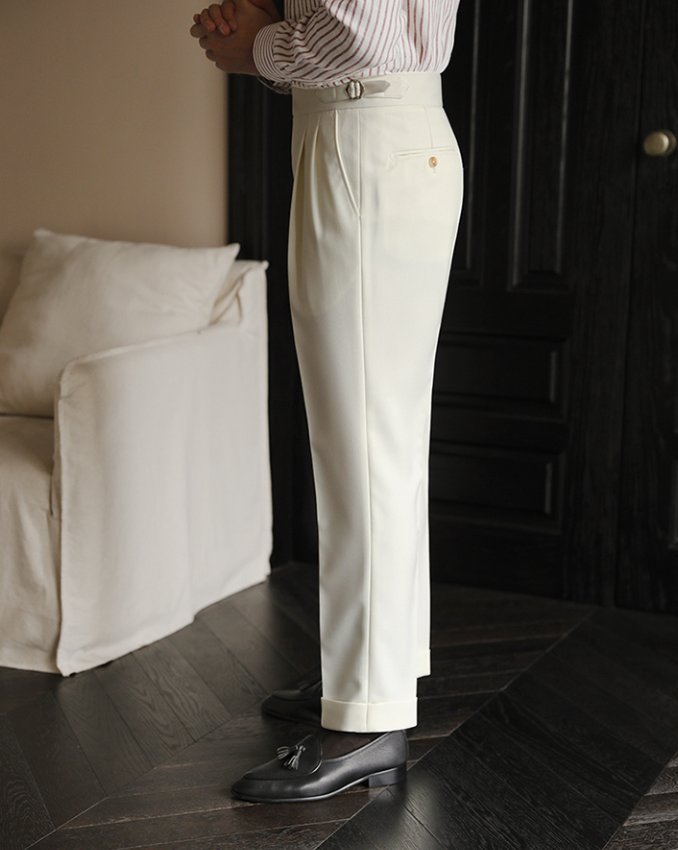 Solid Slim Fit Polyester Trousers