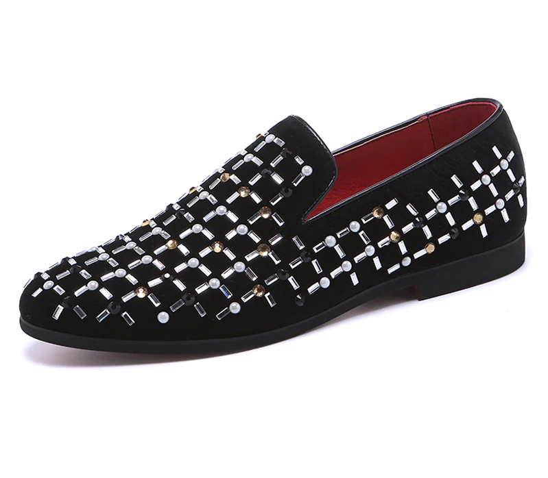 Mocasines de hombre transpirables con diamantes de imitación de lentejuelas informales