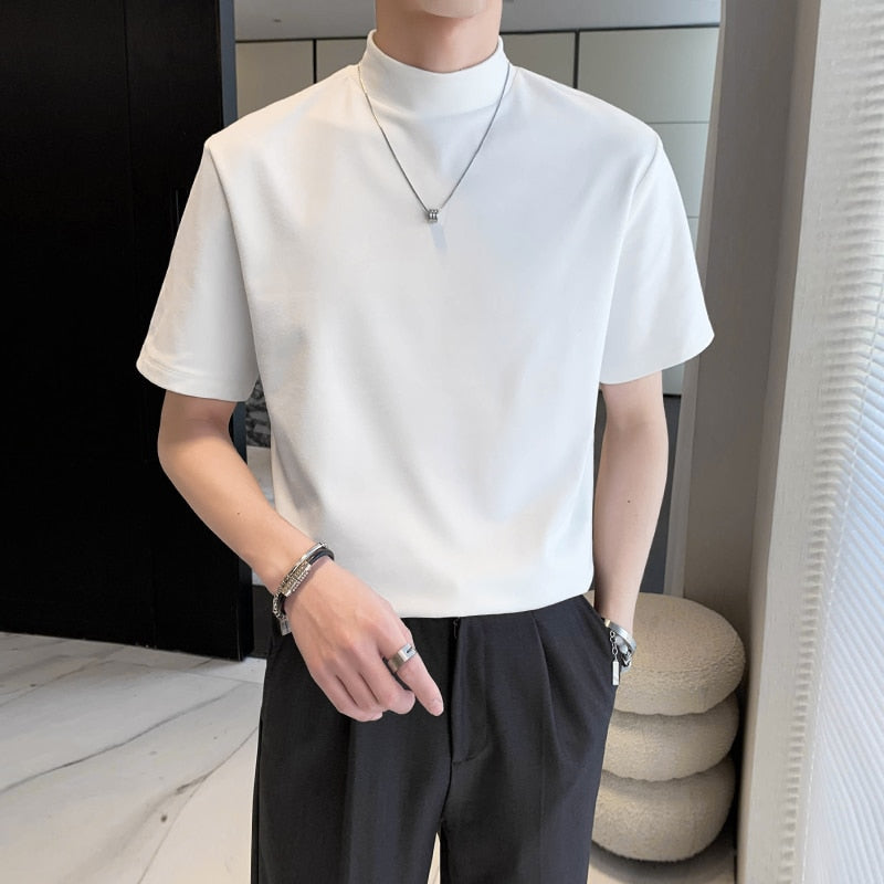 Solid Color Turtleneck Loose T-Shirt