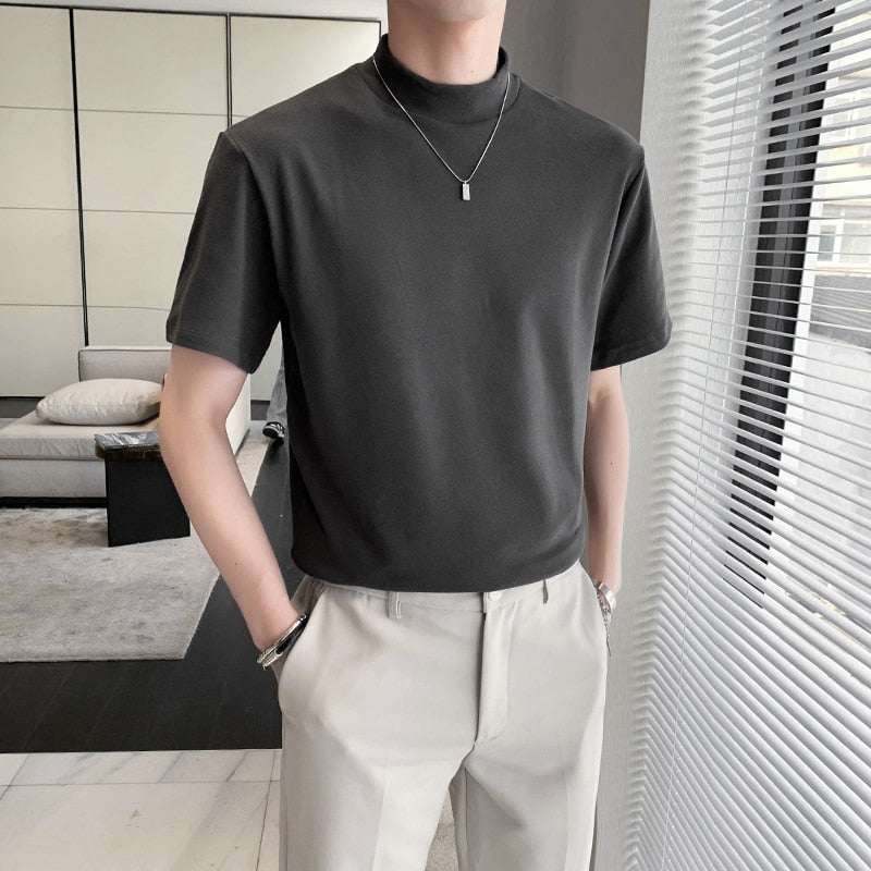 Solid Color Turtleneck Loose T-Shirt