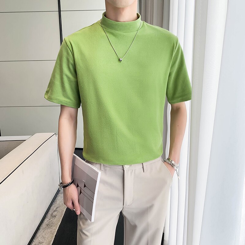 Solid Color Turtleneck Loose T-Shirt