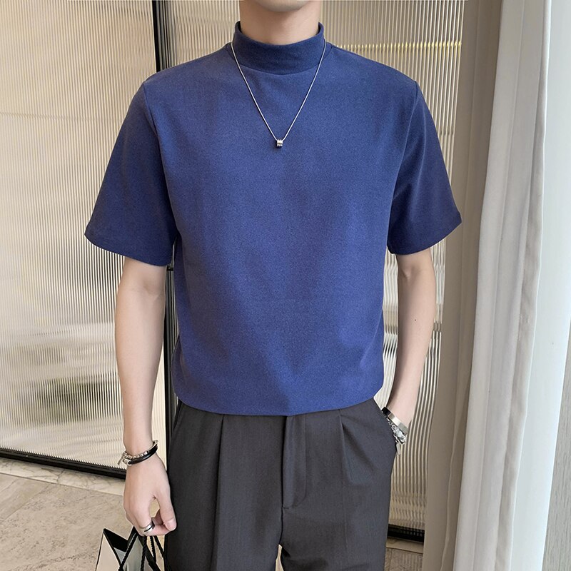Solid Color Turtleneck Loose T-Shirt