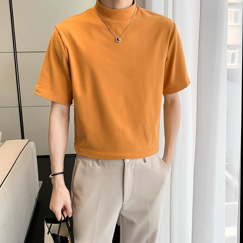 Solid Color Turtleneck Loose T-Shirt