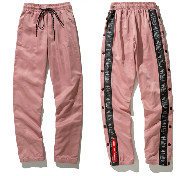 Casual Hip Hop Drawstring Jogger with Side Button Detail Men Pants